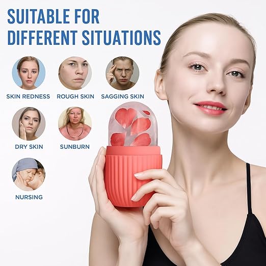 Reusable Ice Roller for Face – Instant Cooling Facial Massager for Skin Glow, De-Puffing & Pore Tightening (Ice Face Roller Tool)