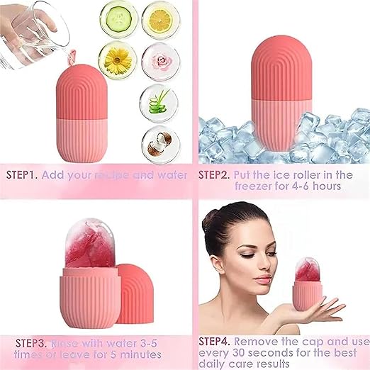 Reusable Ice Roller for Face – Instant Cooling Facial Massager for Skin Glow, De-Puffing & Pore Tightening (Ice Face Roller Tool)