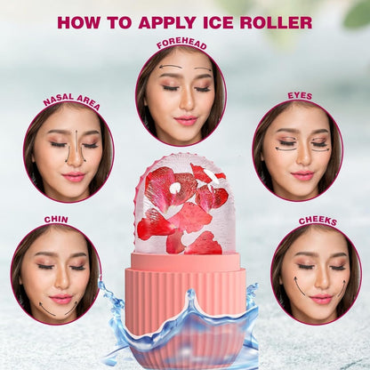 Reusable Ice Roller for Face – Instant Cooling Facial Massager for Skin Glow, De-Puffing & Pore Tightening (Ice Face Roller Tool)